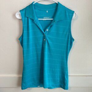 Nike Golf Turquoise Striped Tour Performance Collared Tank Top